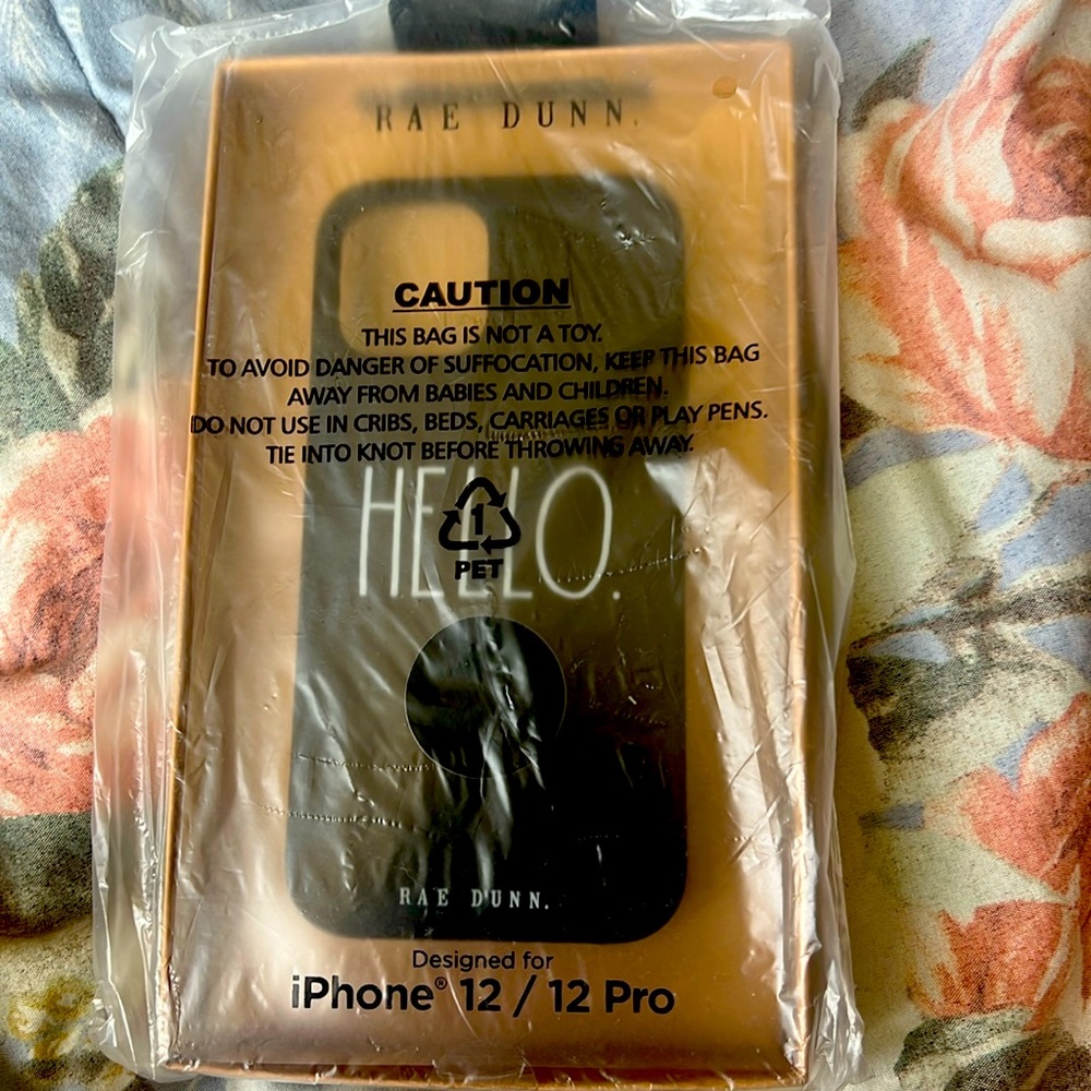 Black Rae dunn phone case for iPhone 12/12 pro.